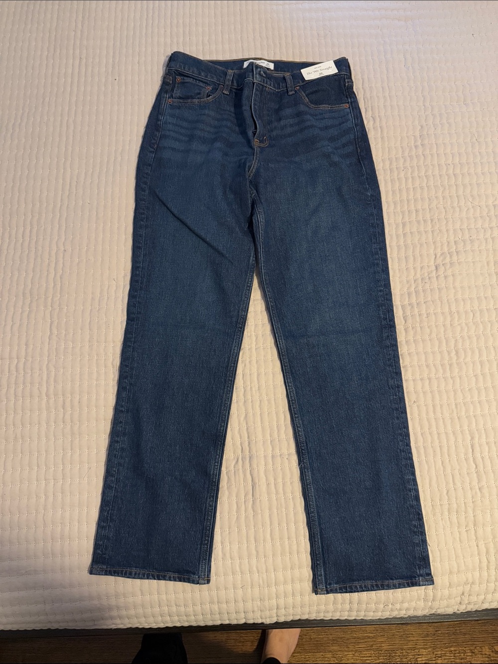 Abercrombie & Fitch Mid Rise '90s Straight Jeans - Dark Indigo